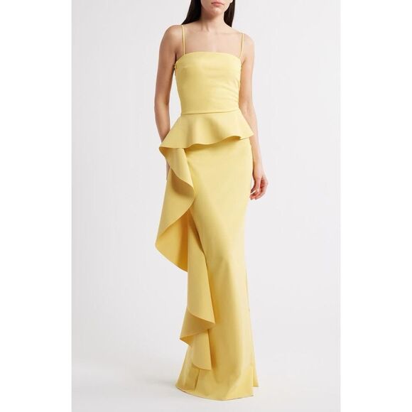 NEW Chiara Boni La Petite Robe Women's Yellow Ruffle Strapless Gown Size 8 & 12 - Picture 6 of 15